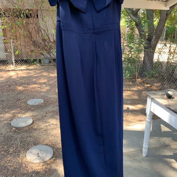 XSCAPE Navy Blue Off the Shoulder Sheath Tulip Gown Plus Size 14W - Picture 11 of 15